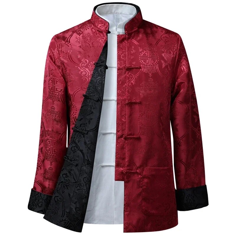 Men Chinese Dragon Shirt Kung Fu Coats China New Year Tang Suit Traditional Chi image 5