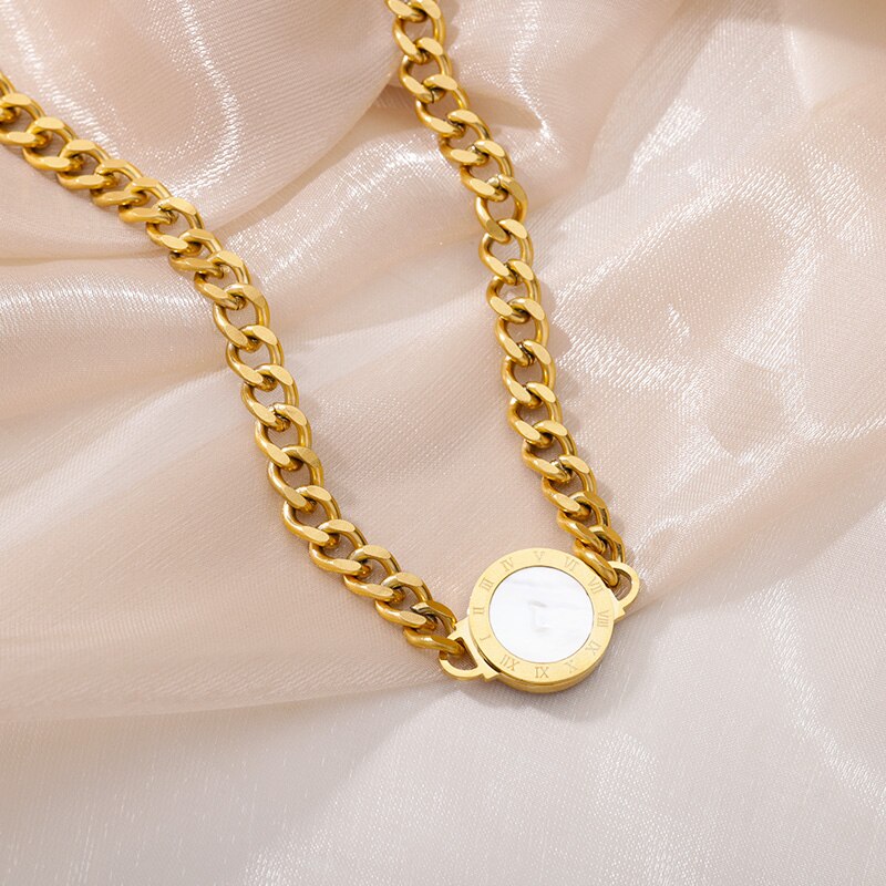 Fashion Punk Double Layer Thick Clavicle Chain Stainless Steel Gold Color image 2