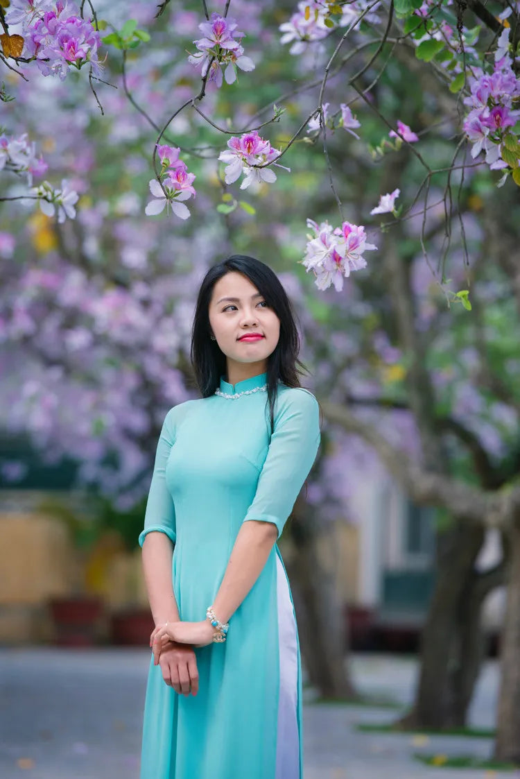 Ao Dai Vietnam Dress Flowing Skirt Aodai Dress Vietnam Clothing Vietnamese Ao D image 10