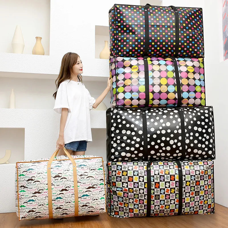 High Quality Printed Large Zipper Travel Luggage Laminated PP non-woven Tote Qu image 1