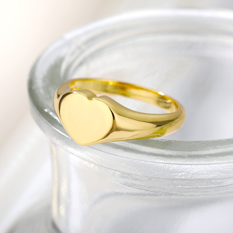 Vintage Heart Rings For Women Gold Plated Stainless Steel Finger Ring Fashion image 2