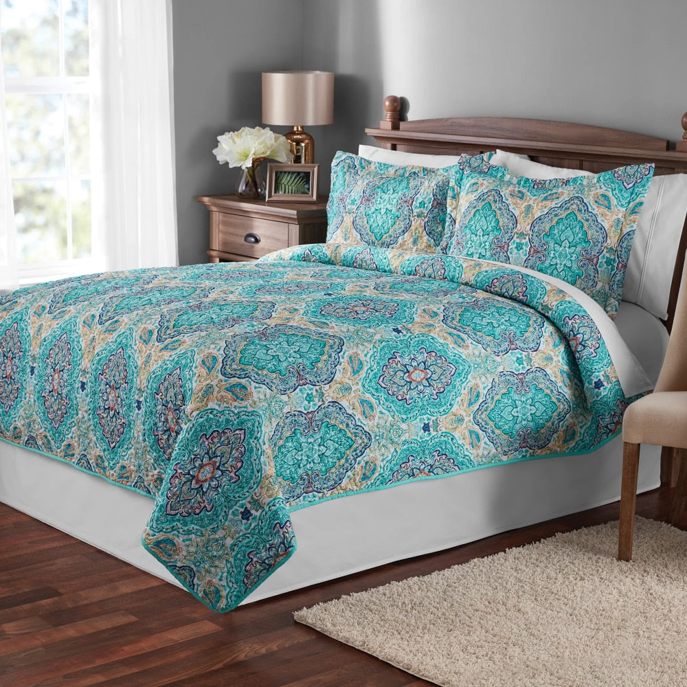 Mainstays Quilt Set, Full/Queen, Multicolor, 3 Piece image 3