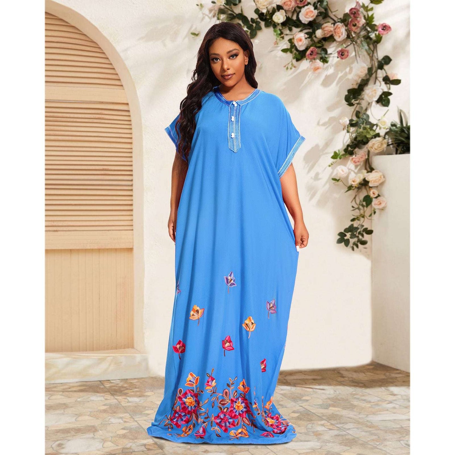 PlusSize Traditional Cotton Kaftan Clothing Loose Abayas Dress African Beach Ho image 3