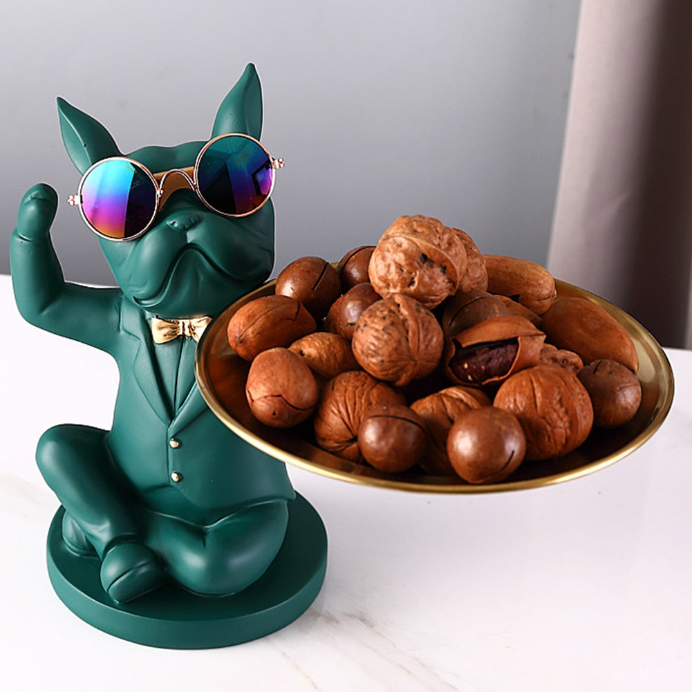 Nordic French Bulldog Sculpture Dog Statue Jewelry Storage Table Decoration image 2