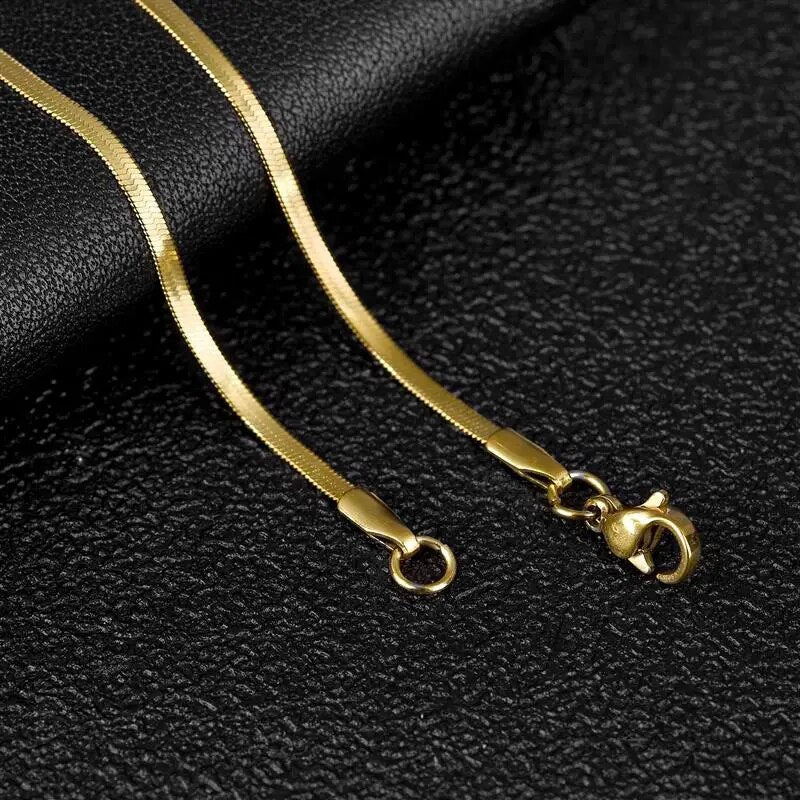 2-5mm Width Stainless Steel Flat Chain Necklace Hot Fashion Herringbone Gold Co image 8