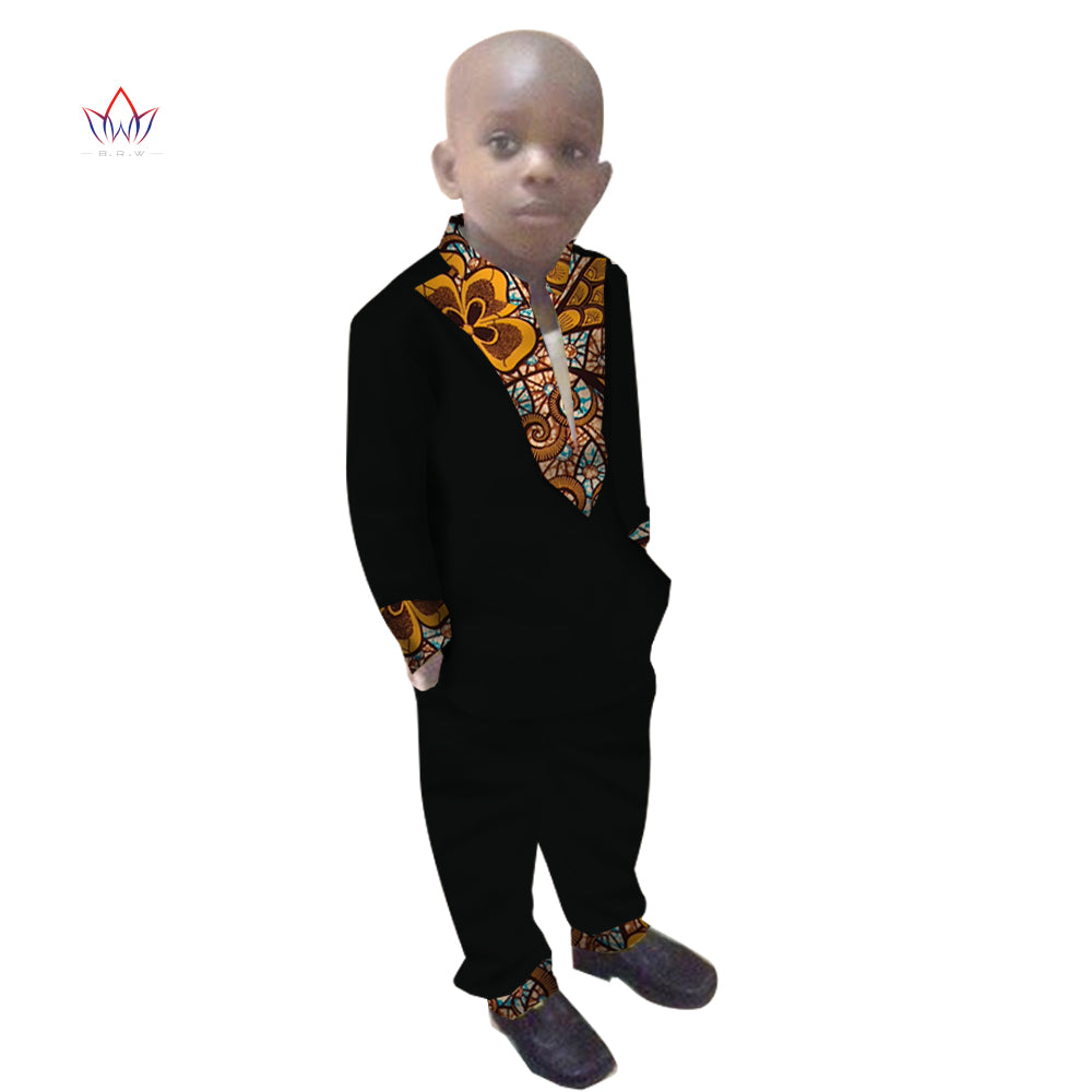 Boys Clothes African Dashiki Kids Clothing LongoingSleeves Plus Solid Color Lon image 10
