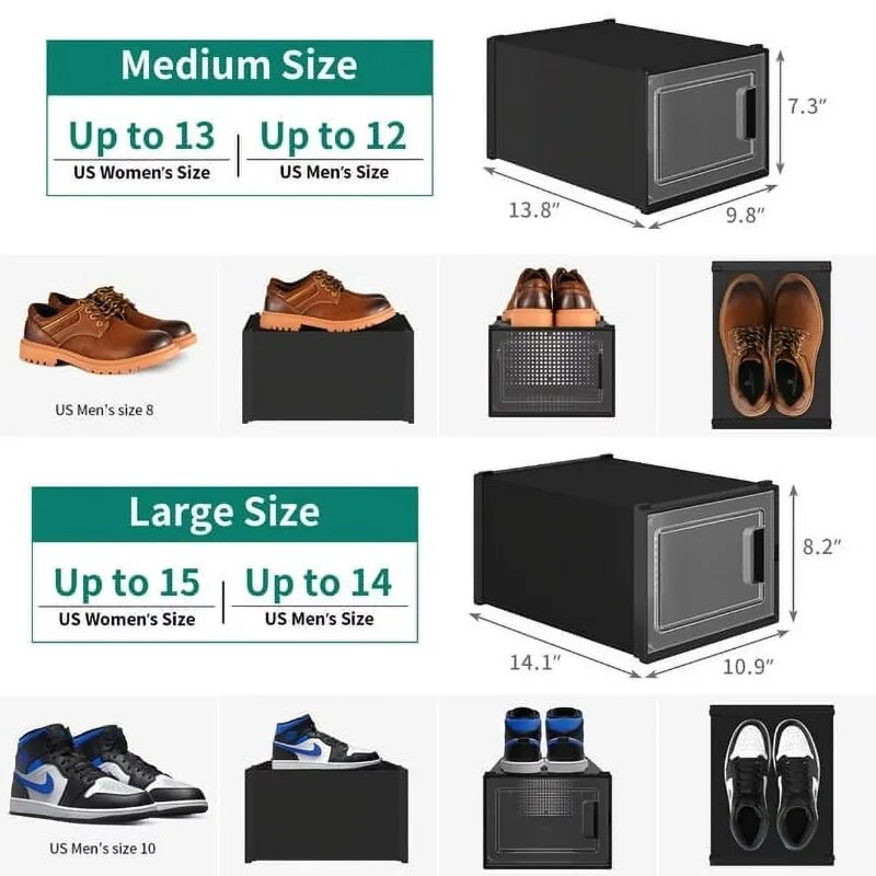 12 Pack Shoe Storage Box, Mudiem Case Set Sneaker Organizers, 18 Pack Shoe Stor image 2