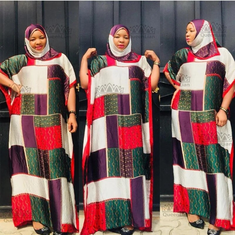 Free Size New Chiffon Super African Dashiki Traditional Party Dress with Scar image 1