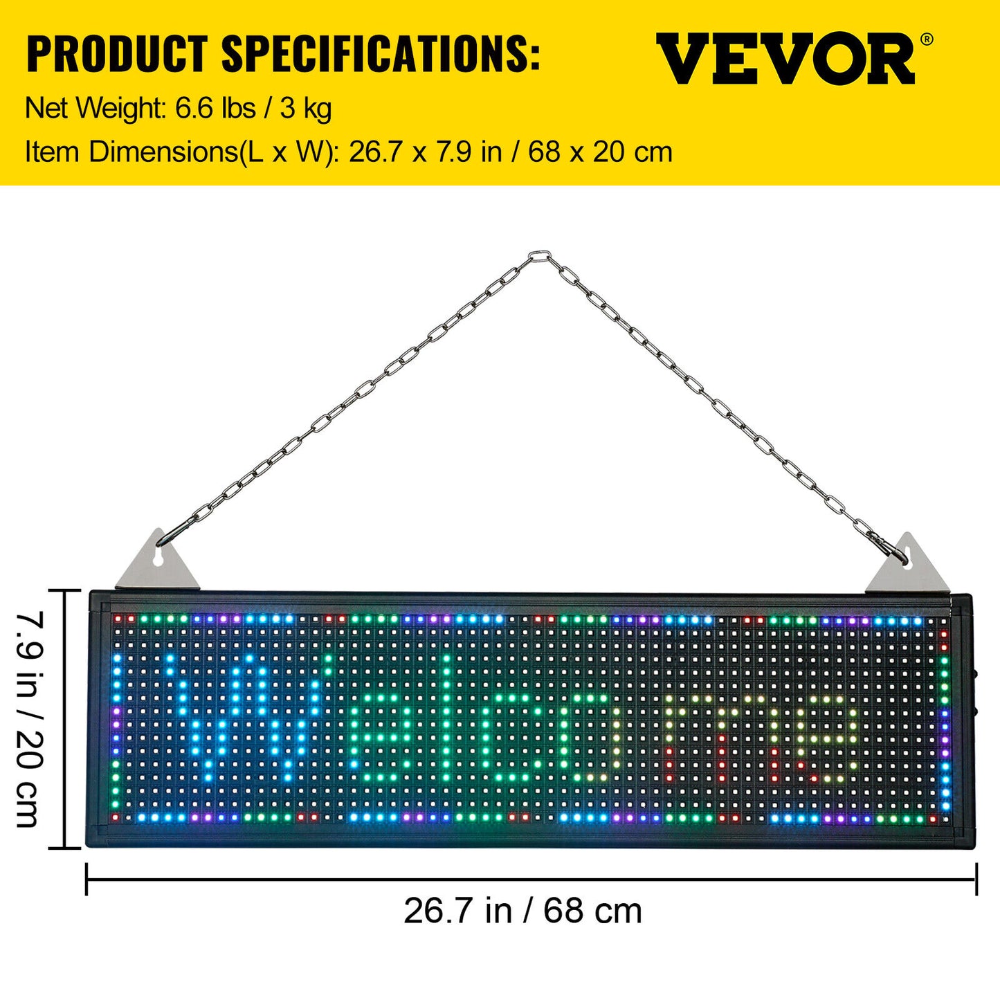 VEVOR Wi-Fi LED Scrolling Sign Full Color P4/P5/P6/P10 DIY Programmable Message image 4