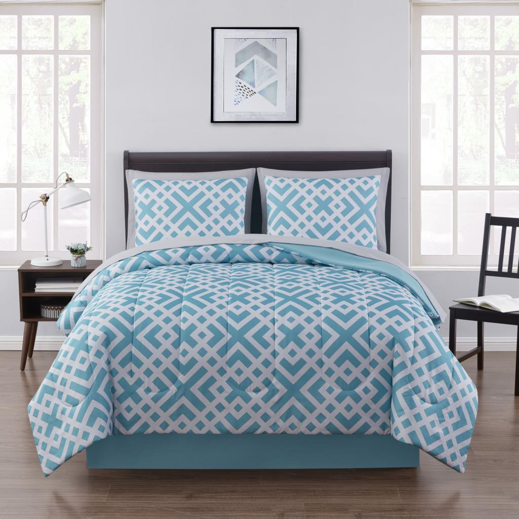 Mainstays Gray Geometric 8 Piece Bed in a Bag Comforter Bedding Set With Sheets image 2