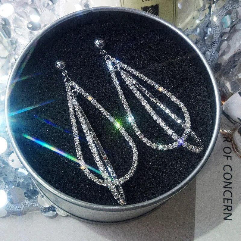 Zircon Wheat Tassel Pendant Gold Color U-shaped Earrings for Women 2023 New Fas image 4