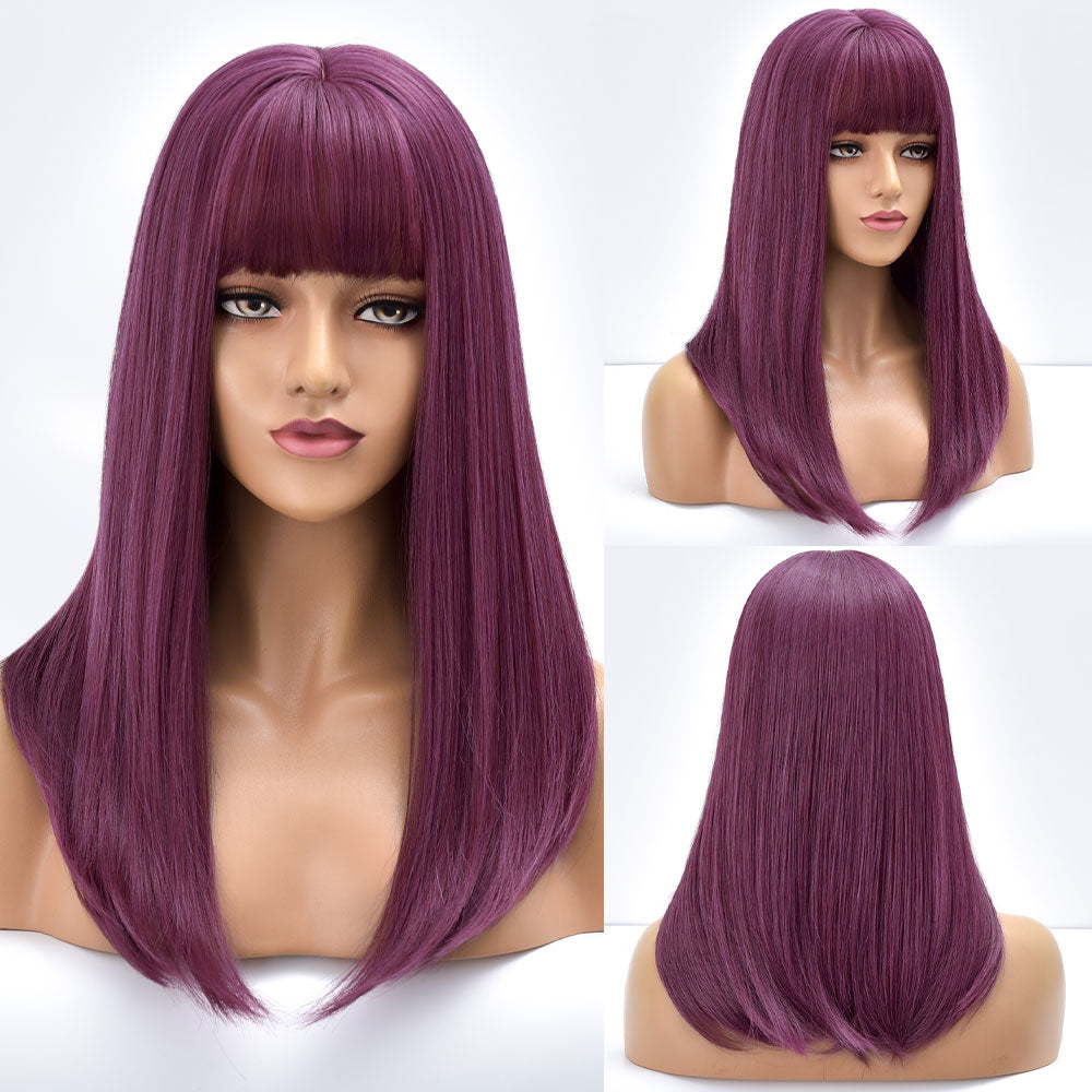Blonde Ombre Long Straight Gold Synthetic Wig With Bangs For Black White Women image 5