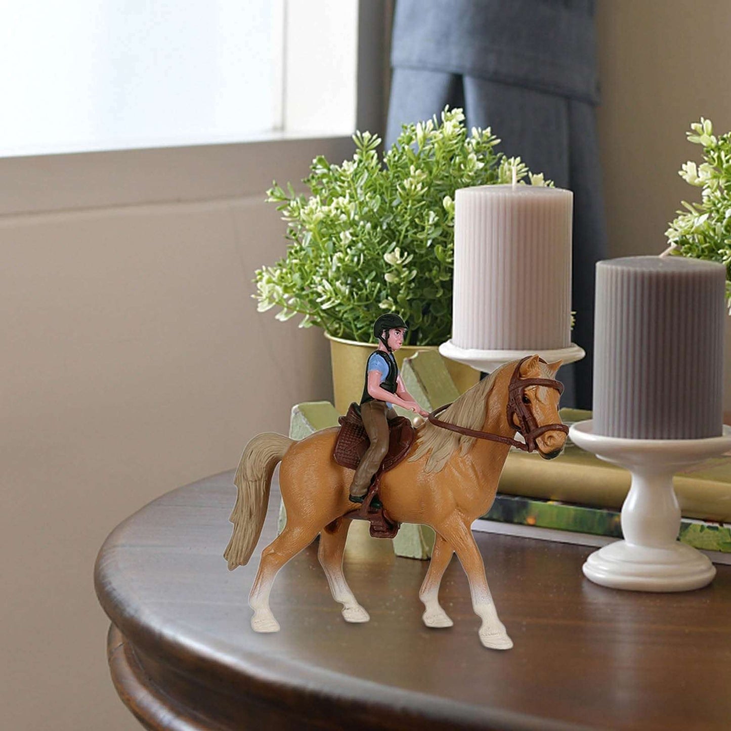 Simulation Rider And Horse Figurine Farm Animal Model Sculpture Kids Gift Livin image 4