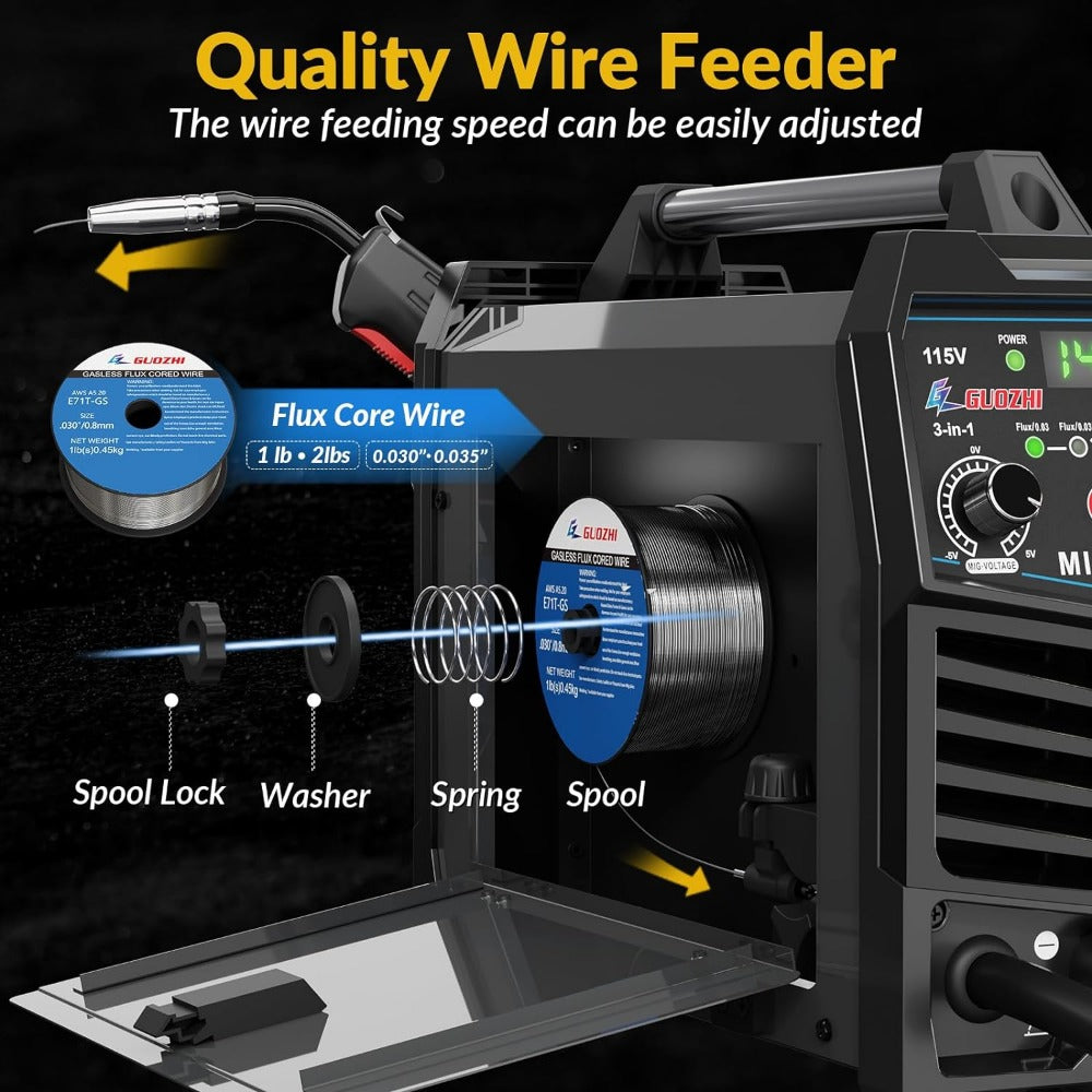 110V Flux Core MIG/Stick/Lift TIG 3 in 1 MultiProcess Welding Machine with Syne image 5