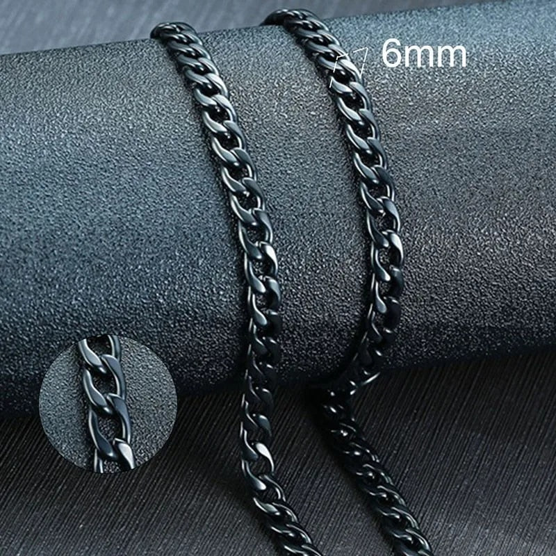 Vnox Men's Cuban Link Chain Necklace Stainless Steel Black Gold Color Male Chok image 11