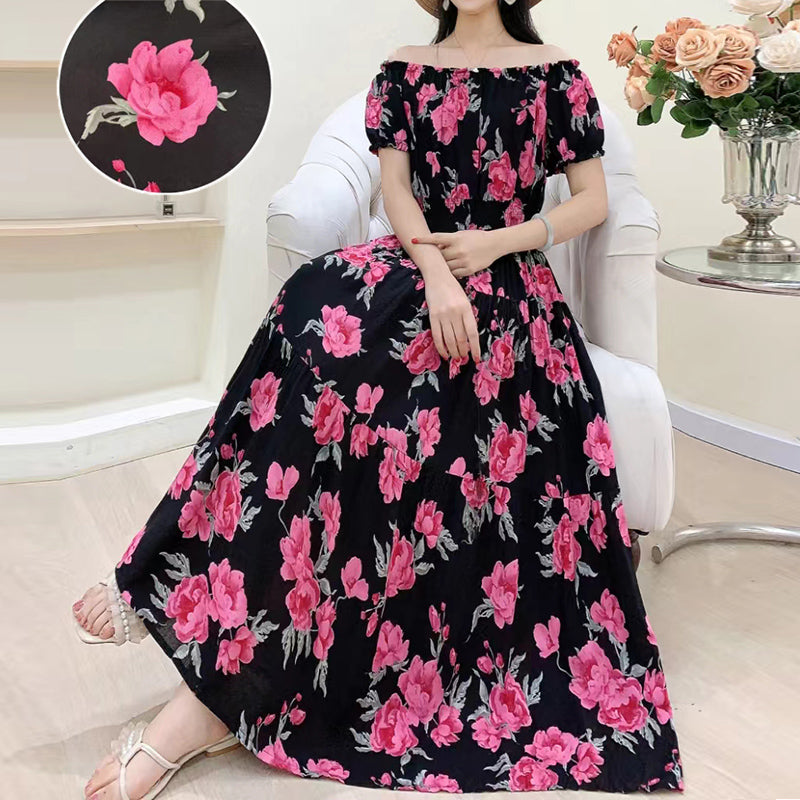 Bohemian Summer Trendy New Elegant Retro Vintage Midi Dress Large Swing Print E image 11