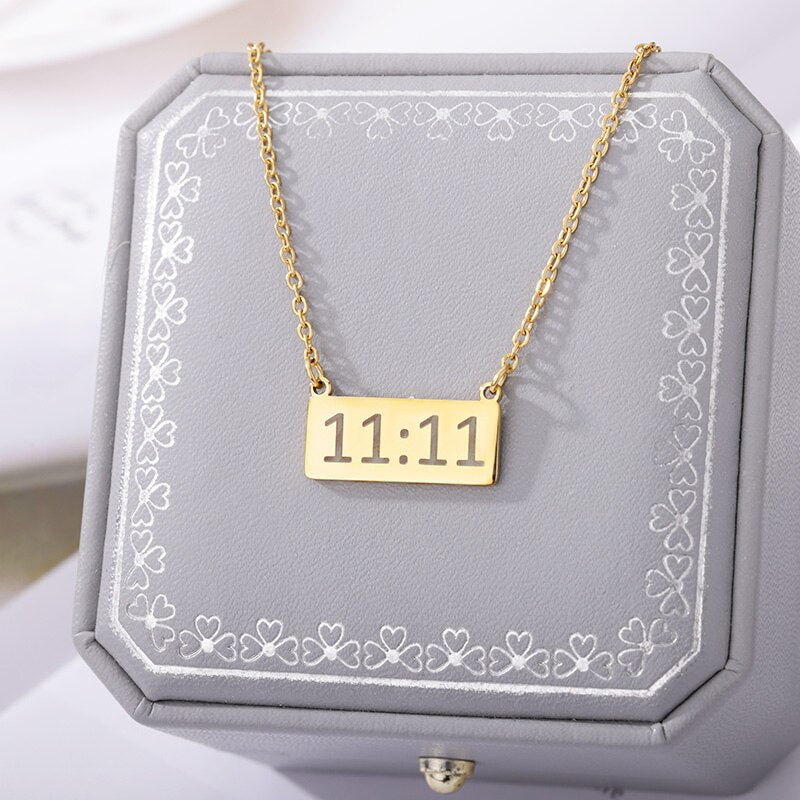 Lucky Angel Number 1111 Necklaces For Women Gold Color Stainless Steel image 5