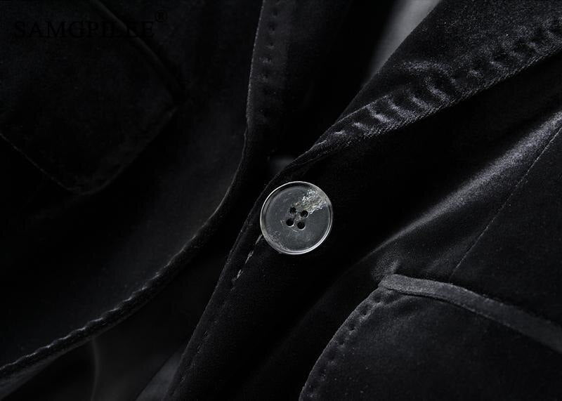 Jacket For Women 2022 Spring And Autumn New One Button Gold Velvet Pocket image 7