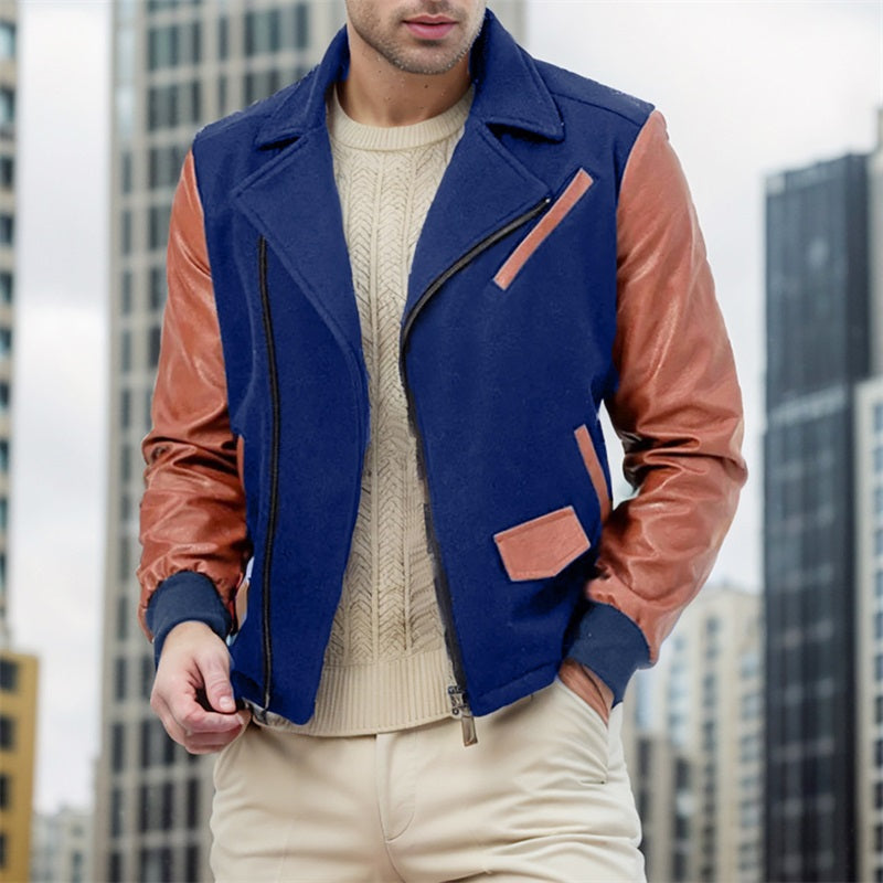 Men s Fit Quilted Puffer Jacket with Hooded Zip Up Long Sleeve Contrast Color image 2
