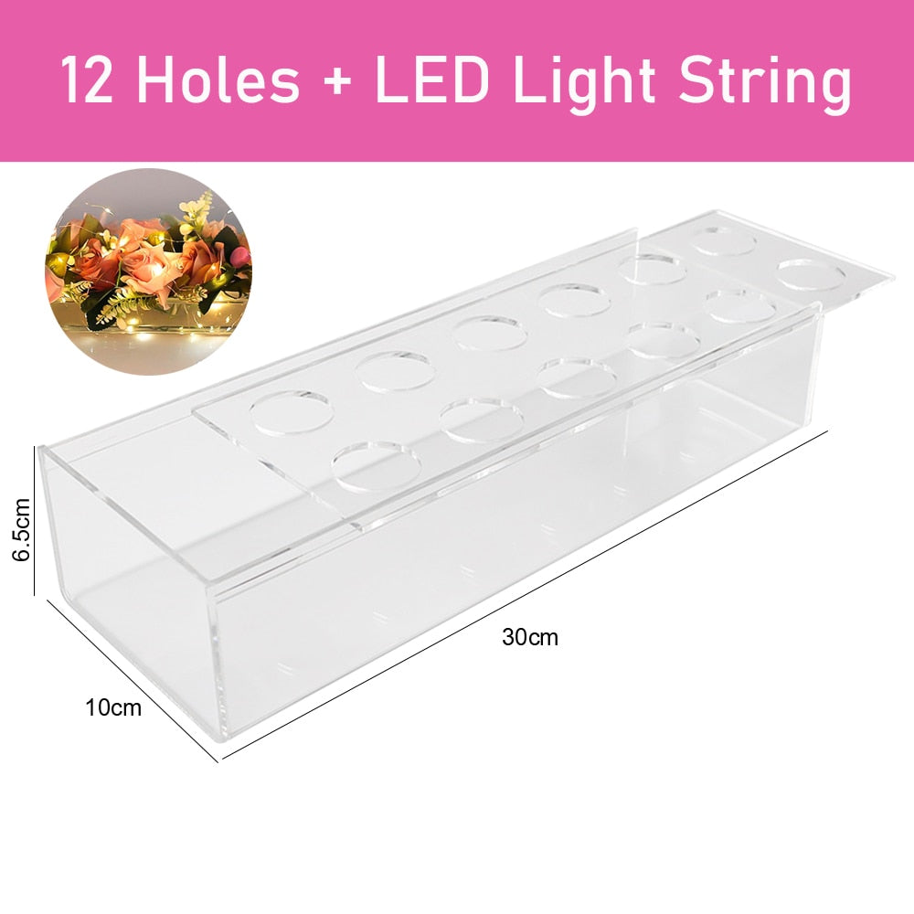 Transparent Acrylic Long Flower Vase Clear Rectangular Vase For Dining Table Ho image 2