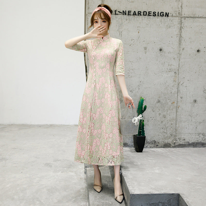 Chinese loose Ao Dai cheongsam dress Plus size improved daily cheongsam Chines image 3
