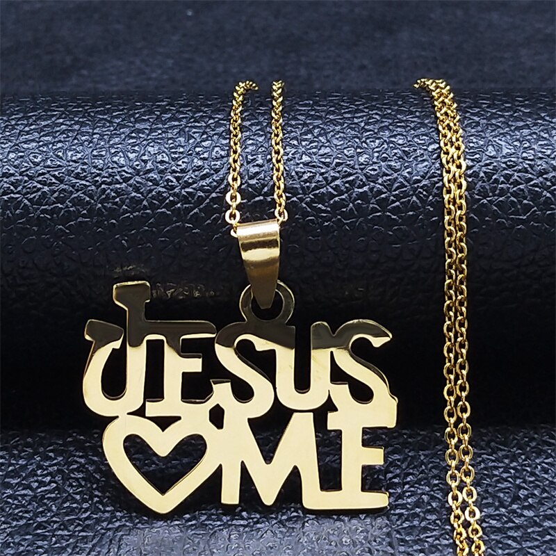Jesus Cross Stainless Steel Pendant Necklace Gold Color Women/Men Religious image 6