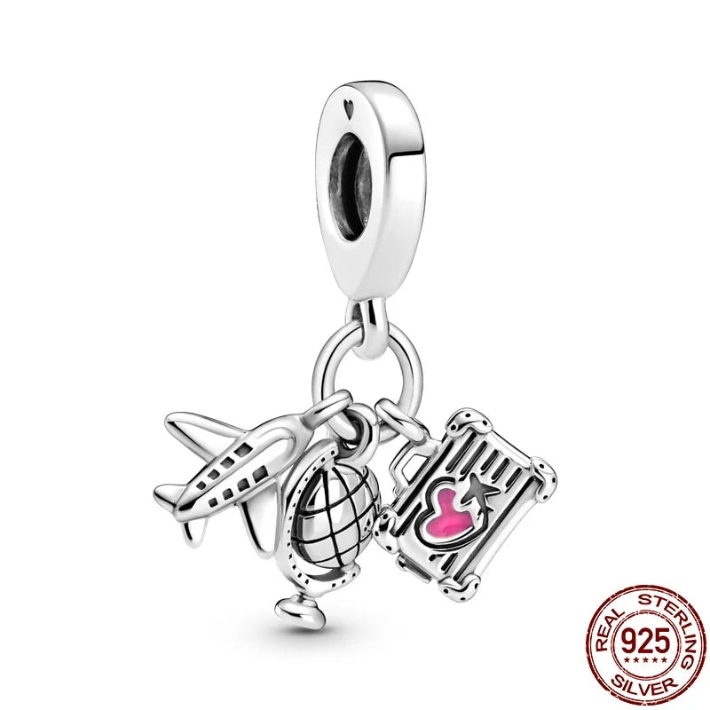 925 Sterling Silver Gold Color Family Tree Heart Crown Pendant Charm Fit Origin image 46