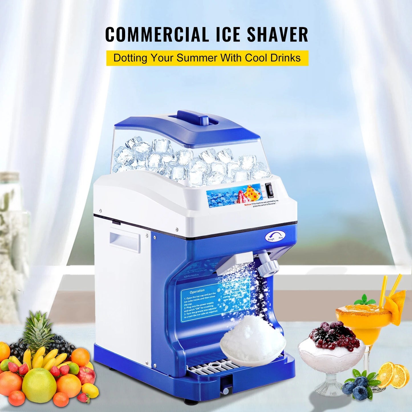 VEVOR 120/200 KG/H Electric Ice Shaver Branch Crusher Chopper Smoothie Blender image 3