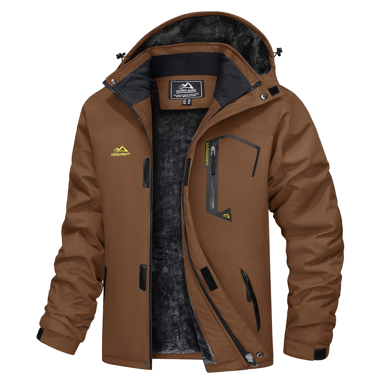 MAGCOMSEN Men's Hooded Fleece Ski Jacket Waterproof Thermal Thick Warm Parka Co image 9
