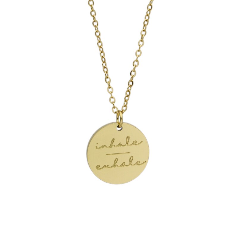 Simple Disc Pendant Necklace Stainless Steel Gold Plated Faith Over Fear image 1