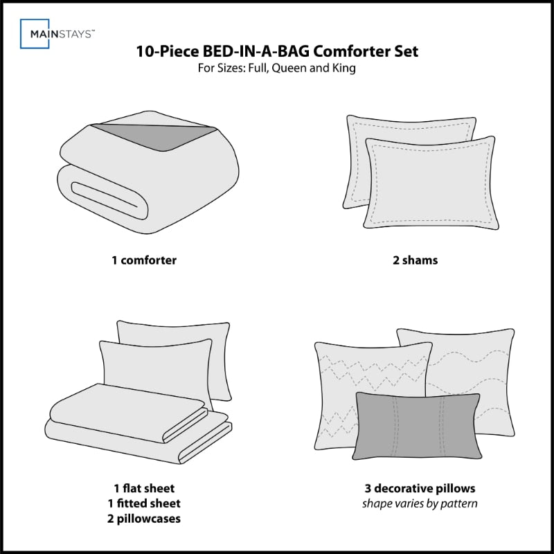 Mainstays Teal Medallion 10 Piece Bed in a Bag Comforter Set with Sheets, Queen image 4