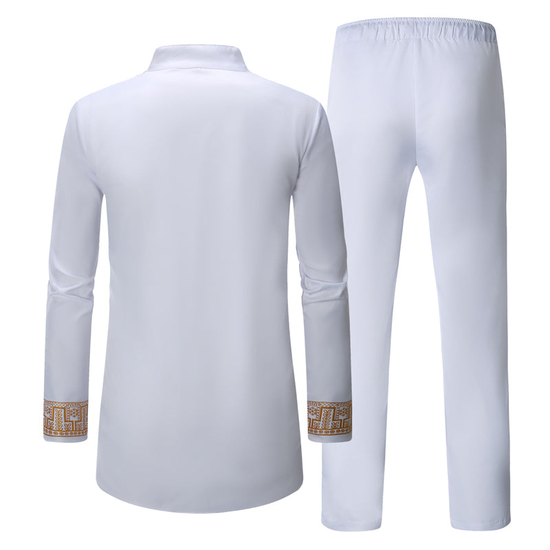 White African 2 Piece Set for Men Long Sleeve Mandarin Collar Shirts and Pants image 5