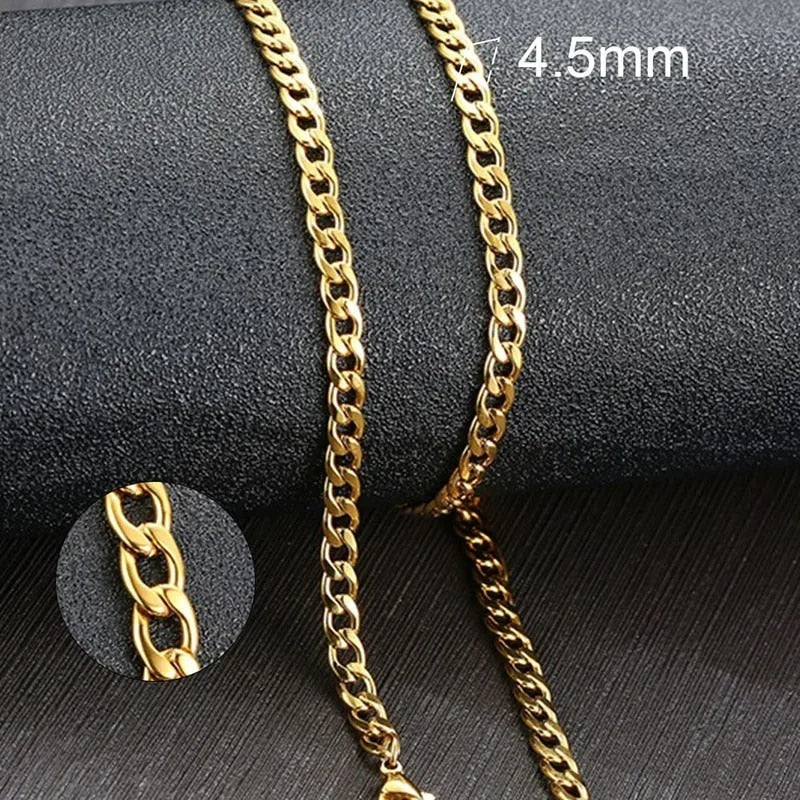 Vnox Men's Cuban Link Chain Necklace Stainless Steel Black Gold Color Male Chok image 1
