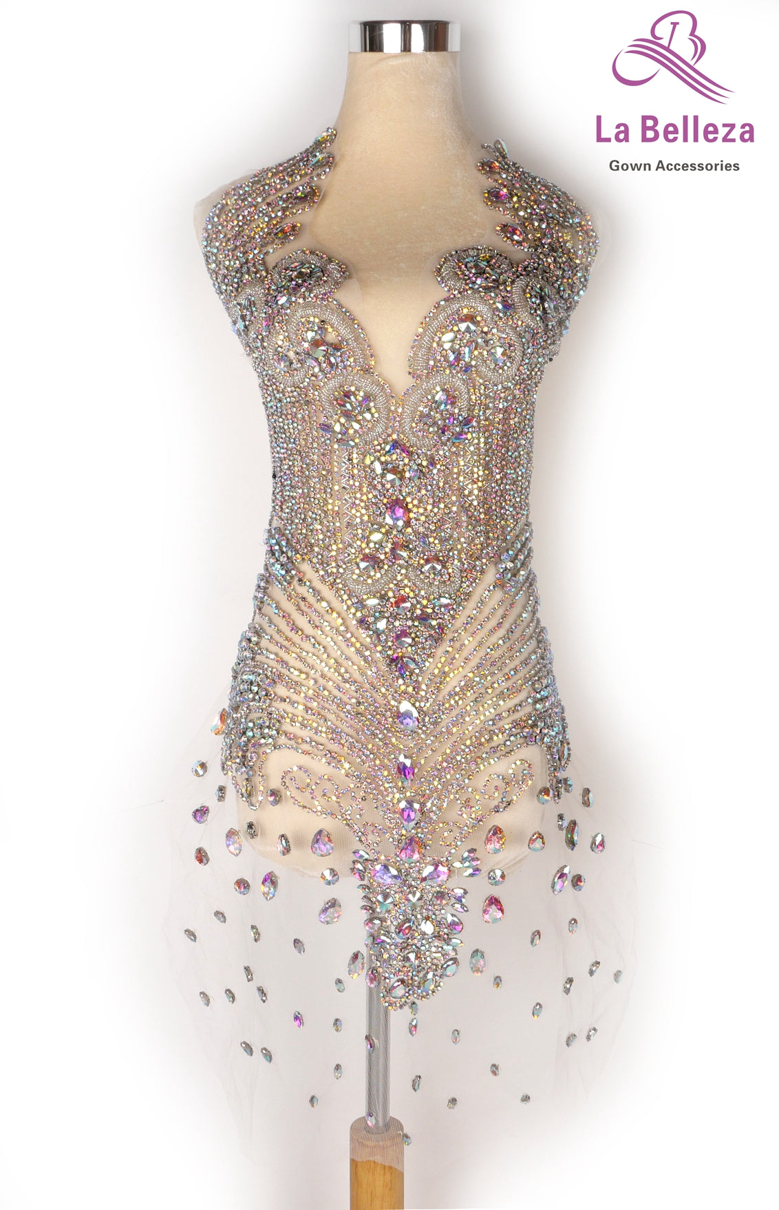 La Belleza black AB rose gold silver Red crystal rhinestone long rich bodice a image 10