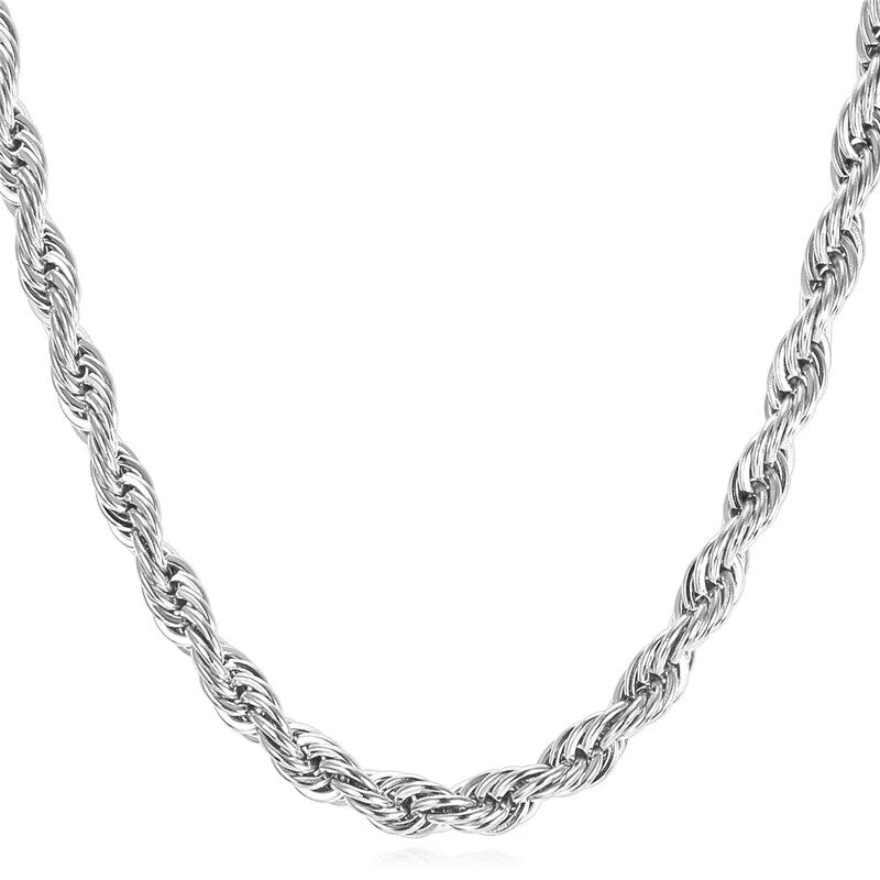 U7 Thick Stainless Steel Twisted Rope Chain Necklace For Men Gold Color Hippie image 2