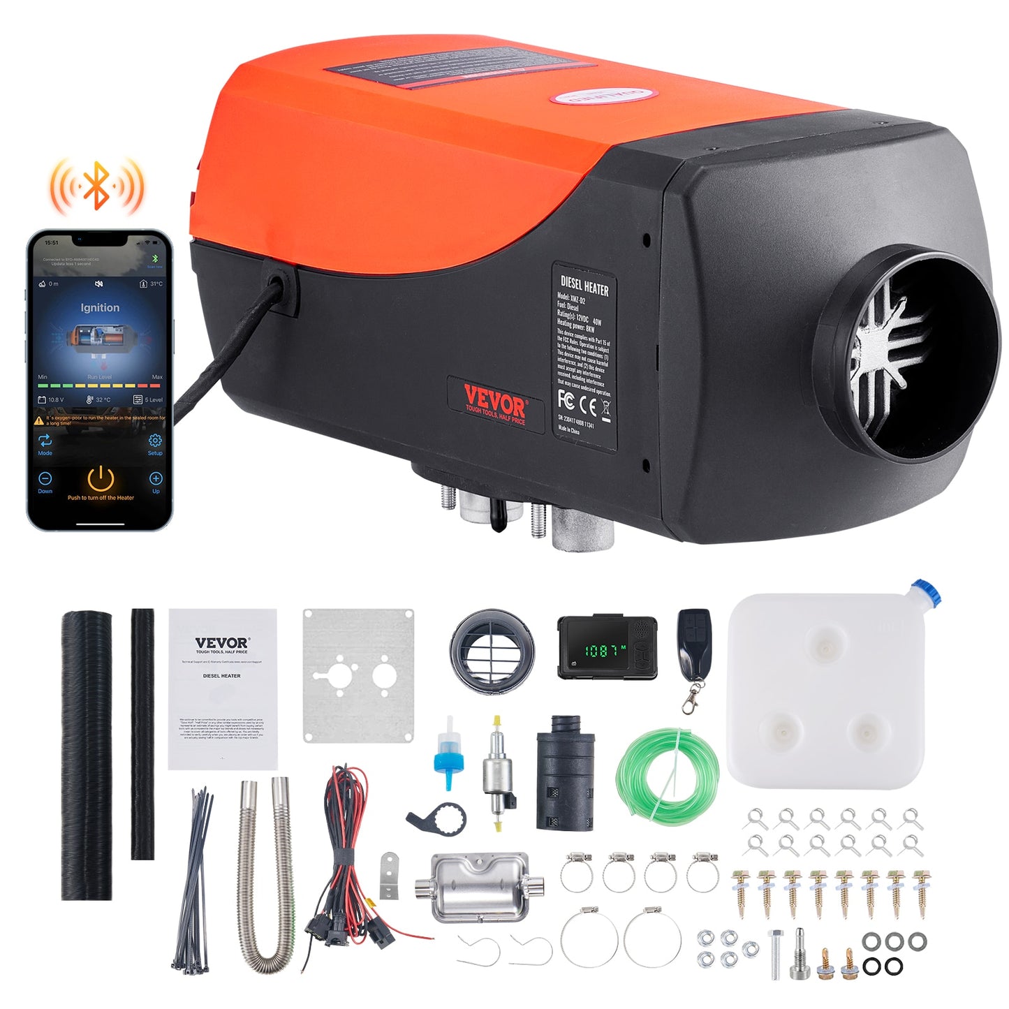 VEVOR 2/5/8KW Car Heater Diesel Air Heater 12V With Silencer Remote Control Tru image 6