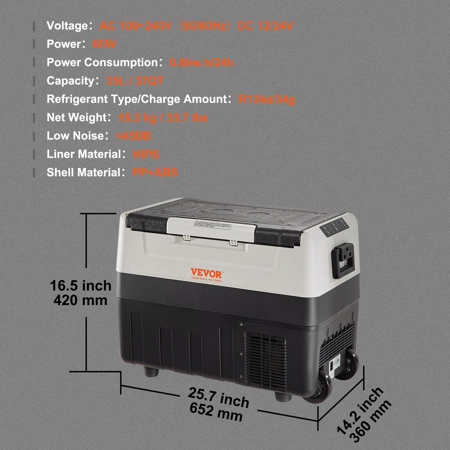 VEVOR 35L 45L 55L Car Refrigerator Mini Fridge Freezer Portable Compressor Cool image 2