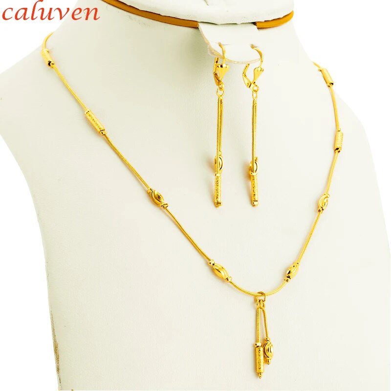 Fashion Charms Ball Sets Gold Color,Small Beads Dubai Necklace Earrings for Wom image 2