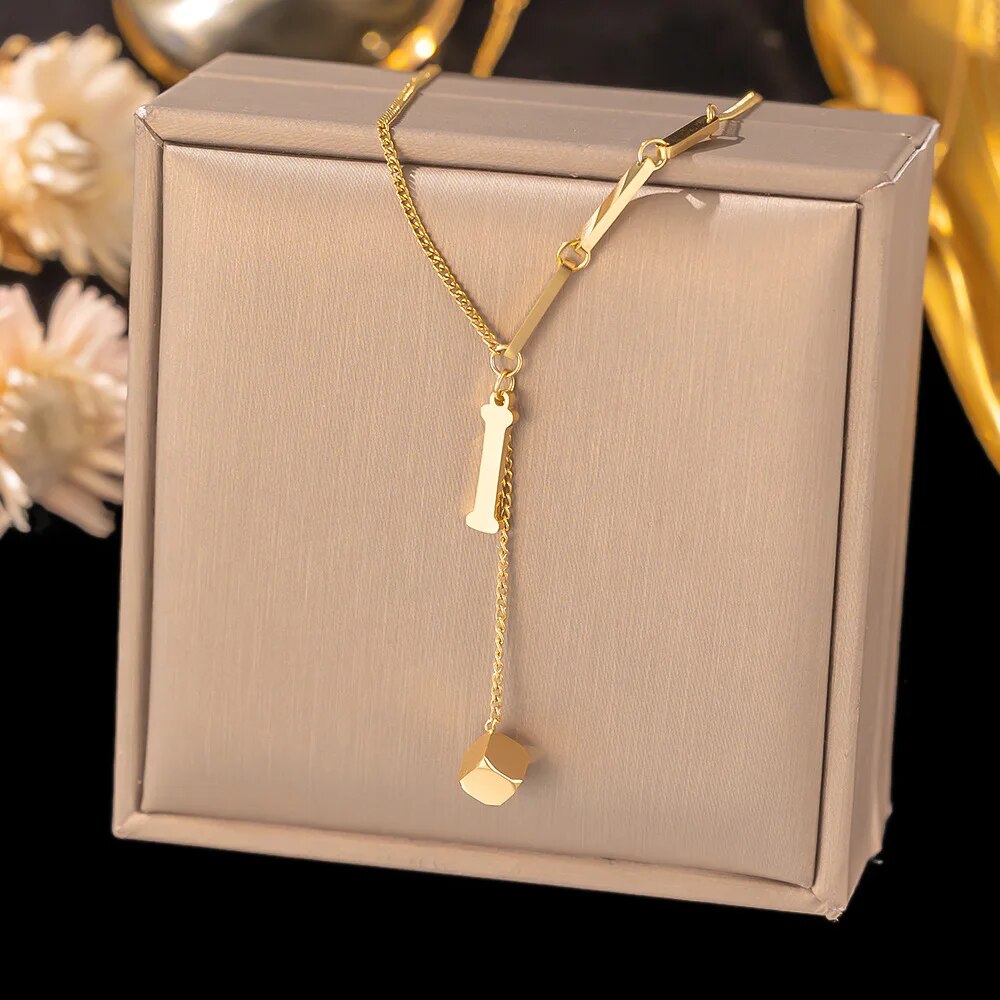 Stainless Steel Initial Letter Necklace For Women Gold Color 26 Alphabet Pendan image 7