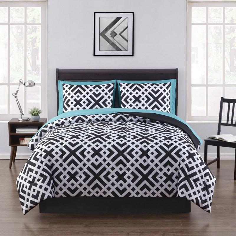 Mainstays Black Geometric 8 Piece Bed in a Bag Comforter Set With Sheets image 5