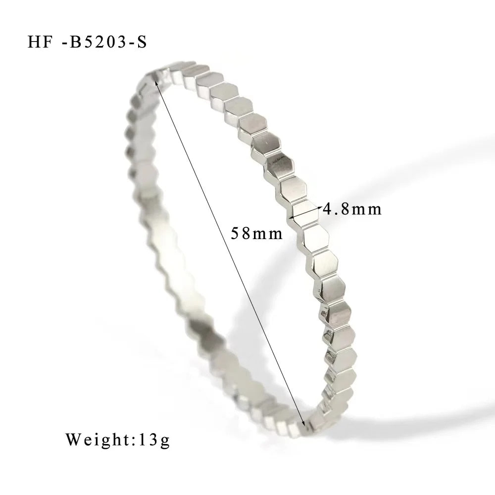 Waterproof Zirconia Cuff Bangles for Women Men 18k Gold Plated Stainless Steel image 28
