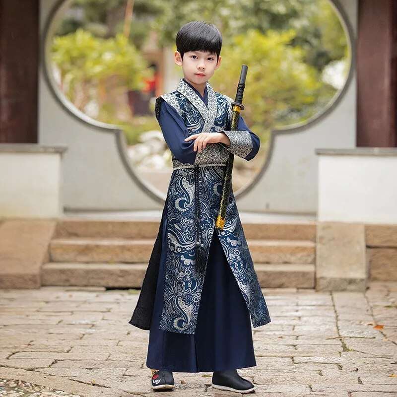 Middle Litter-aged Children's Spring Costume Brocade Satin Surface Chinese Trad image 6