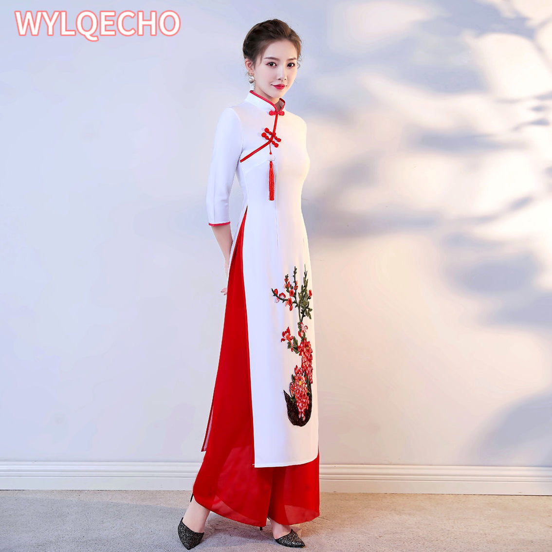 2024 Vietnam Ao Dai Cheongsam Traditional Oriental Dress Set Improved Vietnam A image 4