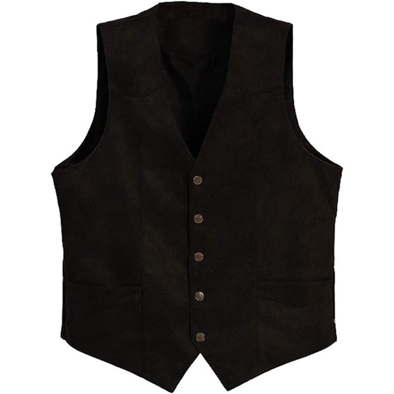 Men s Fit V-Neck Suit Vest with Button Closure and Curved Hemline Sleeveless S image 2