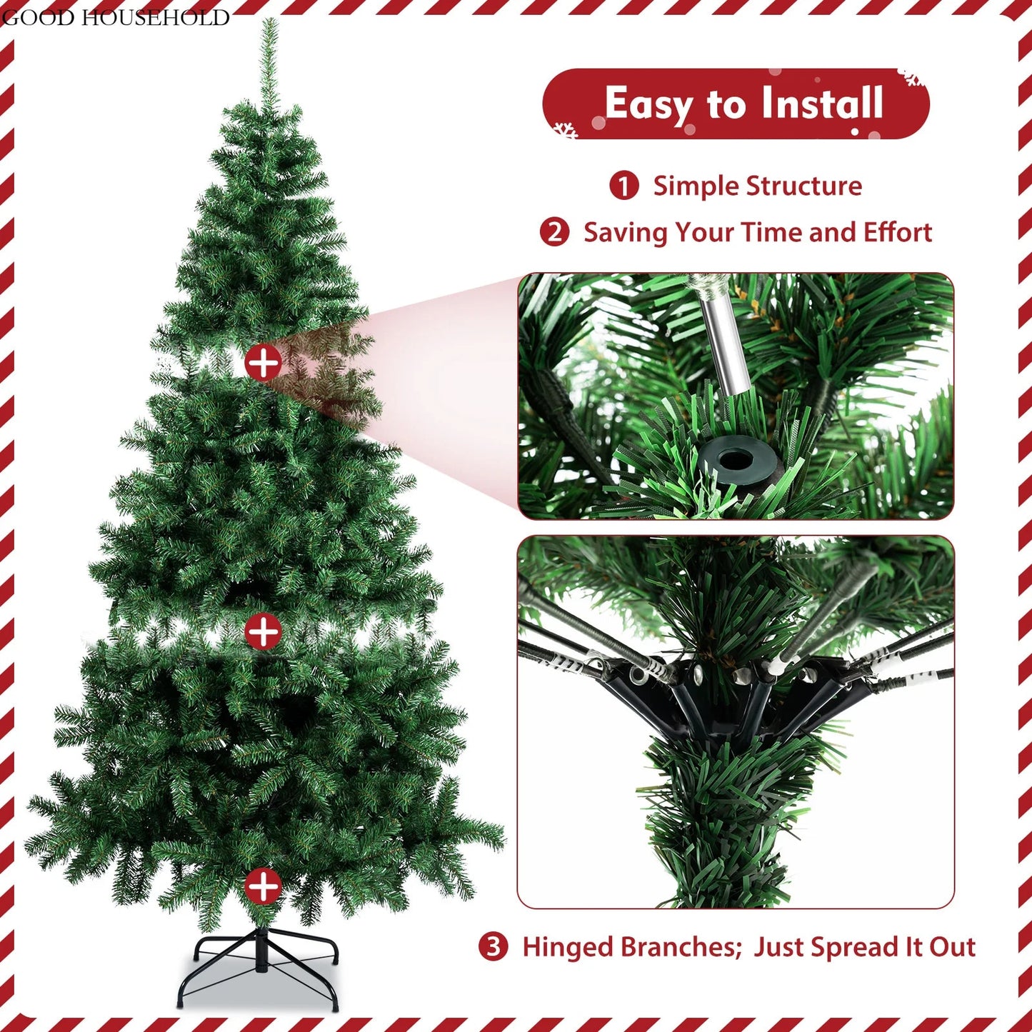 7FT Green Christmas Tree Artificial Christmas Tree PVC Needles with 1150 Branch image 4