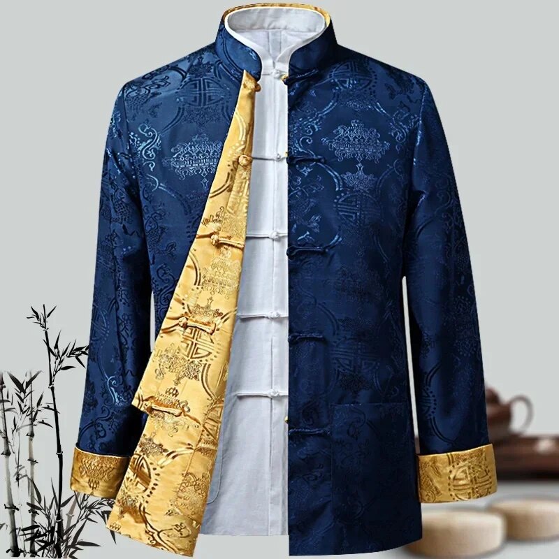 Men Chinese Dragon Shirt Kung Fu Coats China New Year Tang Suit Traditional Chi image 2