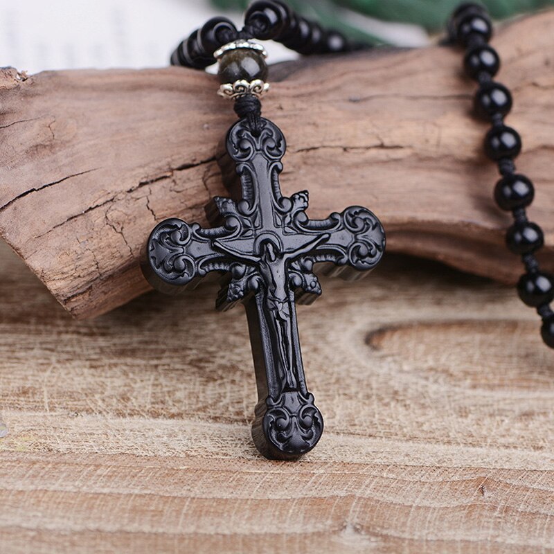 Religious Jesus Cross Necklace for Men 2021 New Fashion Gold color Cross image 3