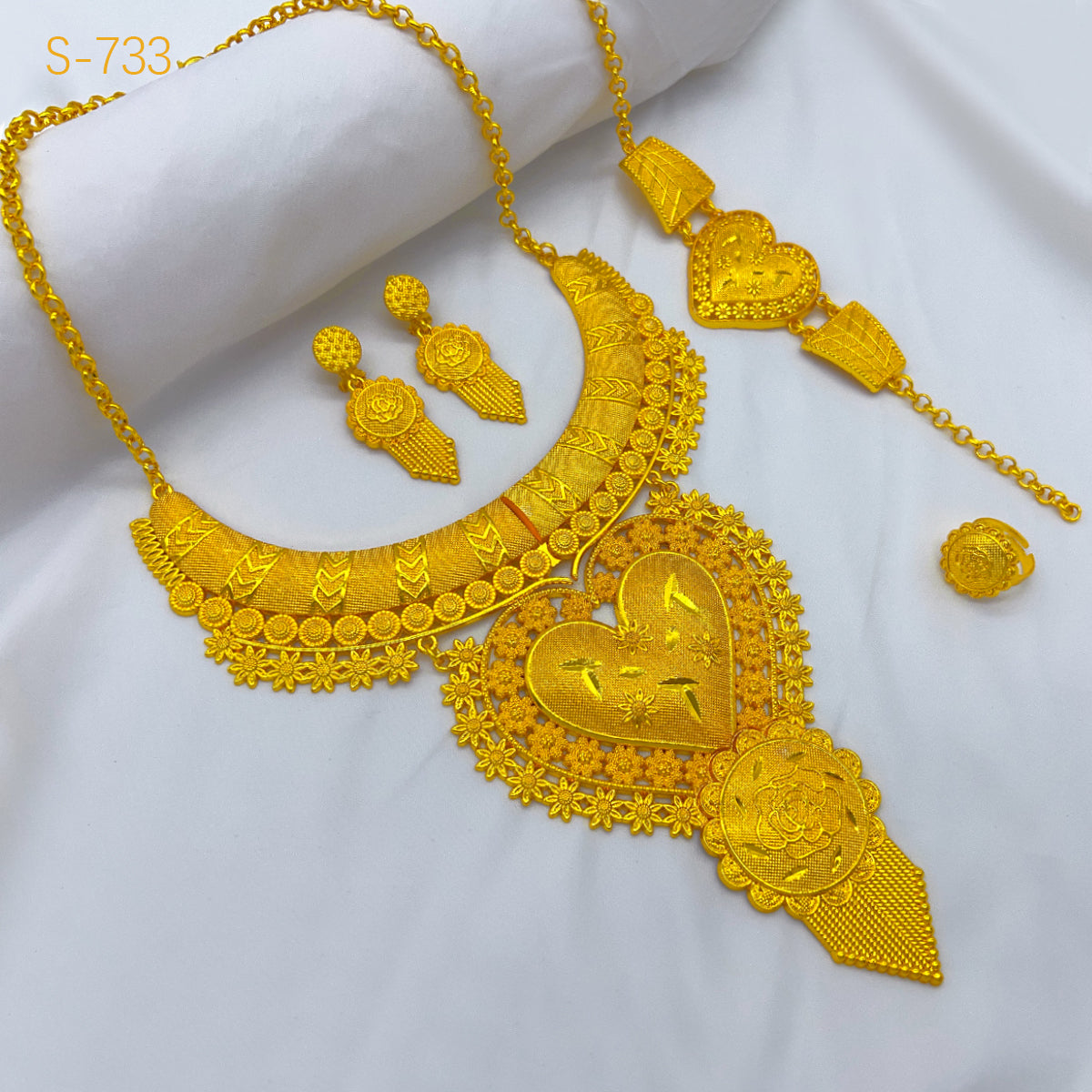 ANIID Luxury Dubai Big 4PCS African Gold Color Jewelry Necklace Sets For Women image 7