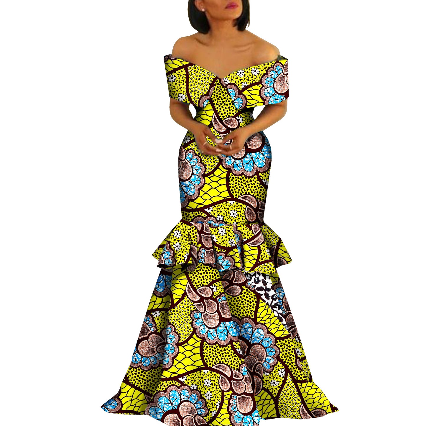 African Wax Print Dress for Women Party Wedding Dress Elegant African Clothes W image 0