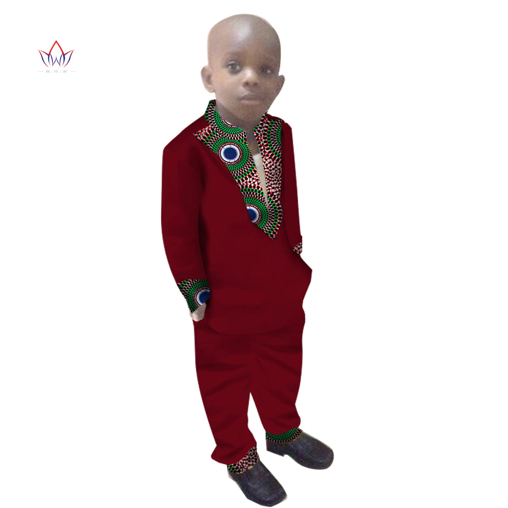 Boys Clothes African Dashiki Kids Clothing LongoingSleeves Plus Solid Color Lon image 7